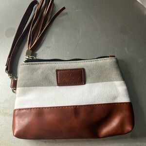 Brown and White Wristlet Clutch by funny monkey